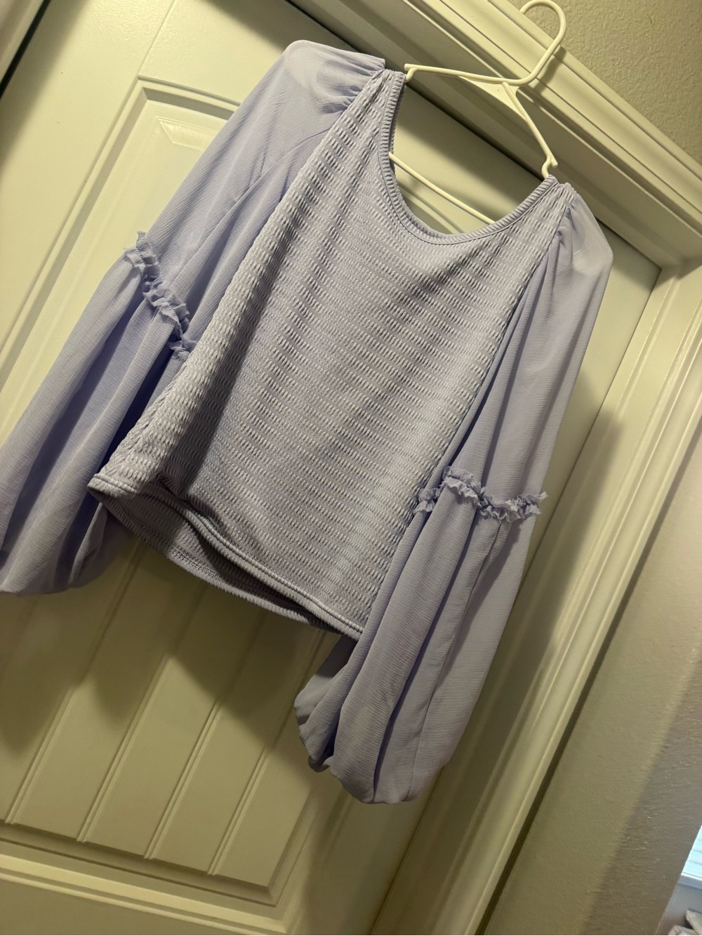 Anthropologie Lavender Balloon-Sleeve Knit Top
